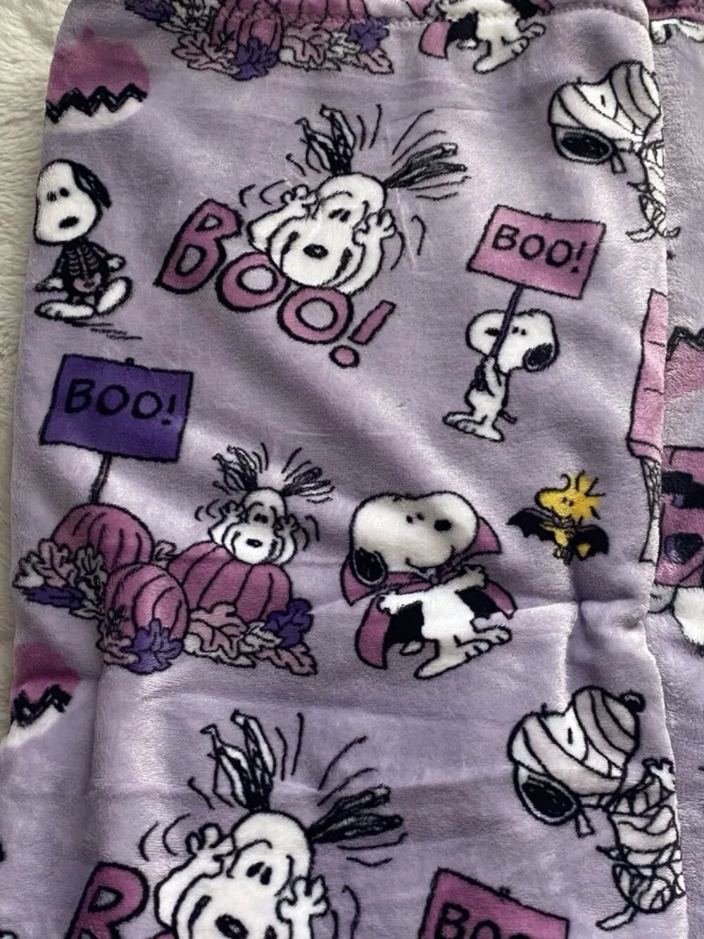 Peanuts Snoopy Woodstock Halloween BOO Throw Blanket 60